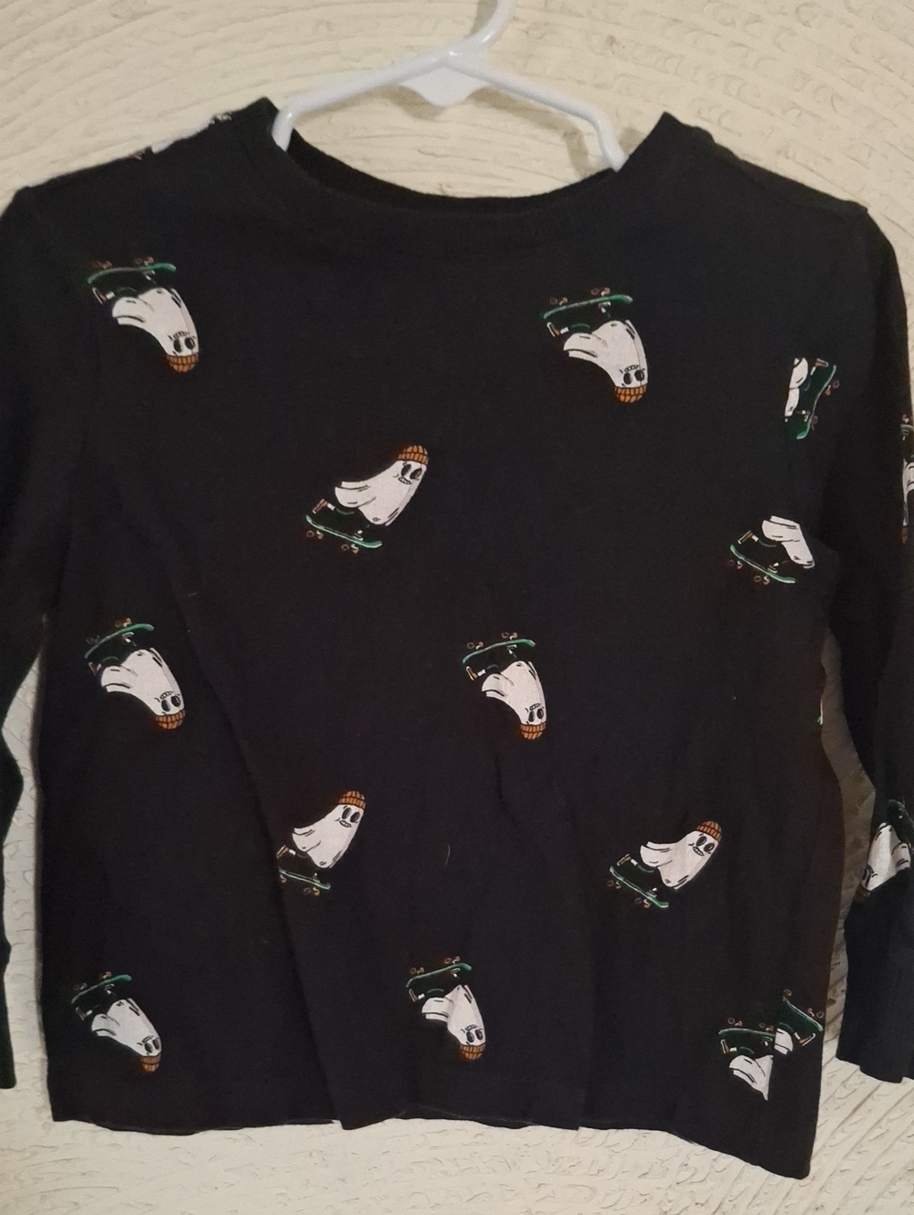 Old Navy Kids Black Long-Sleeve Tee with Skateboard Ghost Print
